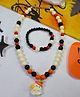 Kamule Halloween Theme Beads & Cute Ghost Charm Detailed Jewellery Set - Orange & Black