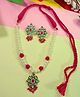 Kamule Beads & Kundan Stones Detailed Ethnic Jewellery Set - Dark Pink