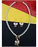 Kamule Pearls Embellished Floral Designed Jewellery Set - White