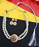 Kamule Double Layered Pearls & Stones Embellished Jewellery Set - White