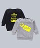 Kadam Baby Cotton Knit Diwali Theme Pack Of 2 Full Sleeves Boom Text Printed Light Winter Sweatshirts - Black & Grey