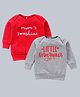 Kadam Baby Cotton Knit Diwali Theme Pack Of 2 Full Sleeves Little Firecracker Text Printed Light Winter Sweatshirts - Red & Grey