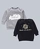 Kadam Baby Cotton Knit Diwali Theme Pack Of 2 Full Sleeves Born To Sparkle Text Printed Light Winter Sweatshirts - Grey & Black