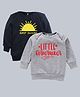 Kadam Baby Cotton Knit Diwali Theme Pack Of 2 Full Sleeves Little Firecracker Text Printed Light Winter Sweatshirts - Grey & Black