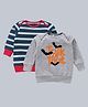 Kadam Baby Halloween Theme Cotton Knit Pack Of 2 Full Sleeves Trick Or Treat Text Printed Light Winter Sweatshirt - Grey & Black