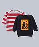 Kadam Baby Halloween Theme Cotton Knit Pack Of 2 Full Sleeves Ghost Printed Light Winter Sweatshirt - Red & Black