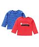 Kadam Baby Halloween Theme Cotton Knit Pack Of 2 Full Sleeves Handsome Little Monster Text Printed Tee - Blue & Red