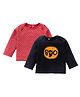 Kadam Baby Halloween Theme Cotton Knit Pack Of 2 Full Sleeves Boo Text Printed Tee - Red & Black