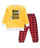 Kadam Baby Cotton Knit Halloween Theme Full Sleeves Boo Text Printed Light Winter Sweatshirt & Pajama Set- Yellow & Red
