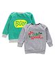 Kadam Baby Cotton Knit Halloween Theme Pack Of 2 Full Sleeves Boo & Too Cute To Spook Text Printed Light Winter Sweatshirts - Green & Grey