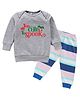 Kadam Baby Cotton Knit Halloween Theme Full Sleeves Too Cute To Spook Text Printed Light Winter Sweatshirt - Grey & Multi Colour