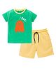 Kadam Baby Cotton Knit Halloween Theme Half Sleeves Boo Text Printed Tee & Shorts Set - Green & Yellow