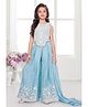Ministitch Blended Woven Sleeveless Floral Embroidered Sequins Embellished Top & Palazzo With Dupatta Set - Aqua Blue