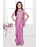 Ministitch Blended Woven Sleeveless Floral Embroidered Sequins Embellished Ready Made Blouse With Wrap Around Saree - Onion Pink