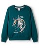 Taeko Looper Knit Full Sleeves T-Shirt With Space Theme Print - Dark Green