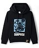 Taeko Looper Knit Full Sleeves Hooded T-Shirt With Space & Surprise Text Print - Black