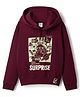 Taeko Looper Knit Full Sleeves Hooded T-Shirt With Space & Surprise Text Print - Wine