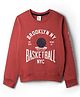Taeko Looper Knit Full Sleeves  T-Shirt With Brooklyn Basket Ball Text Print - Red