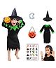 Sarvda California Horror Halloween Theme Cosplay Devil Witch Three Fourth Sleeves Costume Set - Black