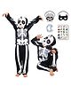 Sarvda Halloween Theme Full Sleeves Skeleton Costume With Dracula Mask & Teeth Prop - Black