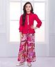 Ministitch Cotton Woven Three Fourth Sleeves Sequins Embellished Shirt Style Top & Palazzo Set - Pink