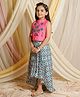 Ministitch Cotton Woven Sleeveless Floral Applique Detailed Top & Skirt Set - Pink