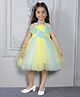 Ministitch Net Woven Sleeveless Floral Applique Detailed & Colour Blocked Dress - Lemon Yellow