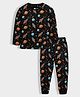 Orange Sugar 100% Cotton Knit Full Sleeves Space Themed Printed Coordinating  Night Suit Set - Black