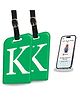 tag8 Smart Luggage Tag ID with name initial K| Bag Tag with Global Loss Recovery Service | Airline compliant | SITA World Tracer Code Enabled | Smart alternative to Name tags | Gift idea, [Pack 2]