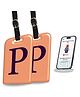 tag8 Smart Luggage Tag ID with name initial P| Bag Tag with Global Loss Recovery Service | Airline compliant | SITA World Tracer Code Enabled | Smart alternative to Name tags | Gift idea, [Pack 2]