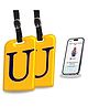 tag8 Smart Luggage Tag ID with name initial U| Bag Tag with Global Loss Recovery Service | Airline compliant | SITA World Tracer Code Enabled | Smart alternative to Name tags | Gift idea, [Pack 2]