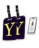 tag8 Smart Luggage Tag ID with name initial Y| Bag Tag with Global Loss Recovery Service | Airline compliant | SITA World Tracer Code Enabled | Smart alternative to Name tags | Gift idea, [Pack 2]