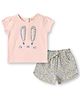 JusCubs Cotton Knit Half Sleeves Bunny Face Designed Tee With Floral Printed Shorts Set - Pink