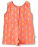 JusCubs Cotton Woven Half Sleeves Pineapples Printed Crinkled Jumpsuit - Orange
