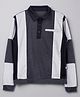 PURPLE UNITED KIDS Terry Woven Full Sleeves Colour Blocked Polo Winter Sweatshirt - Black