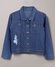 PURPLE UNITED KIDS Denim Woven Full Sleeves Floral Embroidered Jacket - Dark Blue