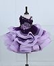 Li & Li Couture Net Woven Sleeveless Floral Applique & Ruffle Detailed Layered Gown - Purple Pink & Lavender