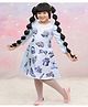 Li & Li Couture Satin Woven Three Fourth Sleeves Car Printed Pearls Embellished Dress - Light Blue