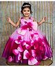Li & Li Couture Net Woven Sleeveless Bow Applique & Floral Patch Detailed Ombre Gown - Pink & Plum Purple