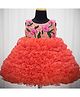 Li & Li Couture Net Woven Sleeveless Beads & Stone Embellished Floral Designed Threadwork & Bow Applique Detailed Gown - Coral & Light Pink