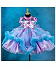 Li & Li Couture Net Woven Sleeveless Unicorn Floral & Bow Applique Detailed Pearl Embellished Gown - Light Blue Pink & Lavender