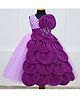 Li & Li Couture Net Woven Sleeveless Butterfly Designed Pearls Embellished Gown - Lavender & Grape Purple