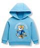 Kookie Kids Terry Knit Full Sleeves Hooded Sweatshirt with Tiger Print - Blue