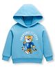 Kookie Kids Terry Knit Full Sleeves Hooded Sweatshirt with Tiger Print - Blue