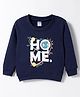 Tango Fleece Knit Full Sleeves Sweatshirt with Text Graphic - Navy Blue