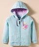 Bodycare Fleece Knit Full Sleeves Hooded Sweatjacket With Bear Embroidery Patch- Light Blue