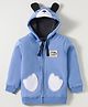 Bodycare Fleece Knit Full Sleeves Hooded Sweatjacket With Animal Embroidery - Royal Blue