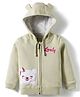 Bodycare Fleece Knit Full Sleeves Hooded Sweatjacket With Bear Embroidery Patch & Ear Applique - Light Green