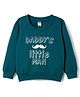 Tango Looper Knit Full Sleeves T-Shirt With Daddys Little Man Text Print - Teal Blue