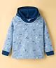 Tango Single Jersey Knit Full Sleeves Hooded T-Shirt With Fun Text Print - Blue
